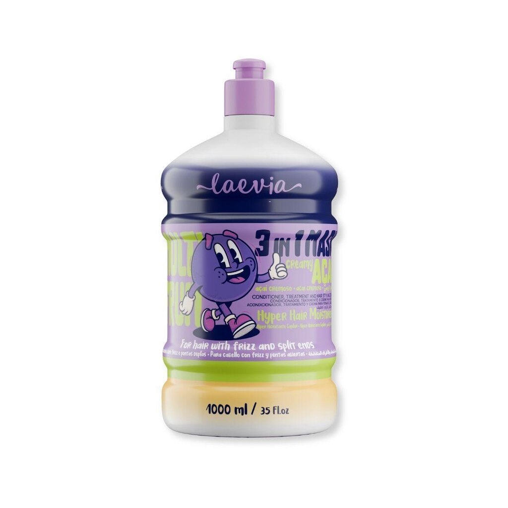 Máscara 3 em 1 Açaí 1L Laevia Anti Frizz e Pontas Duplas