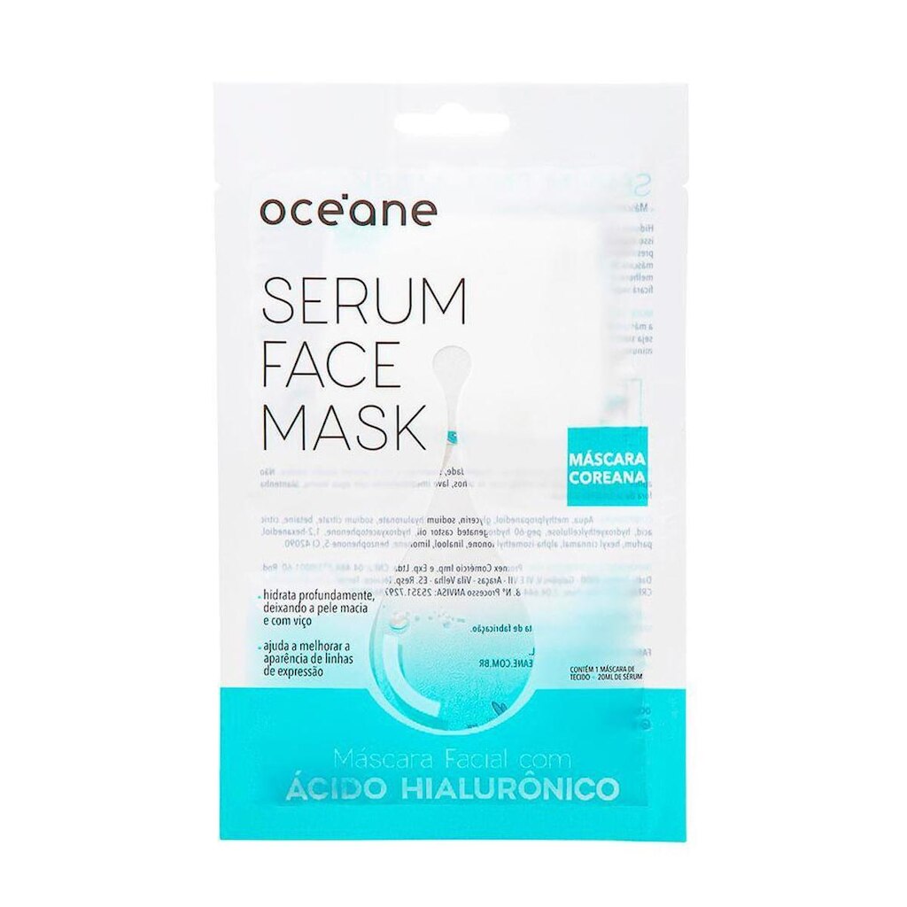 Máscara Facial com Ácido Hialurônico Océane – Sérum Face Mask 1Un