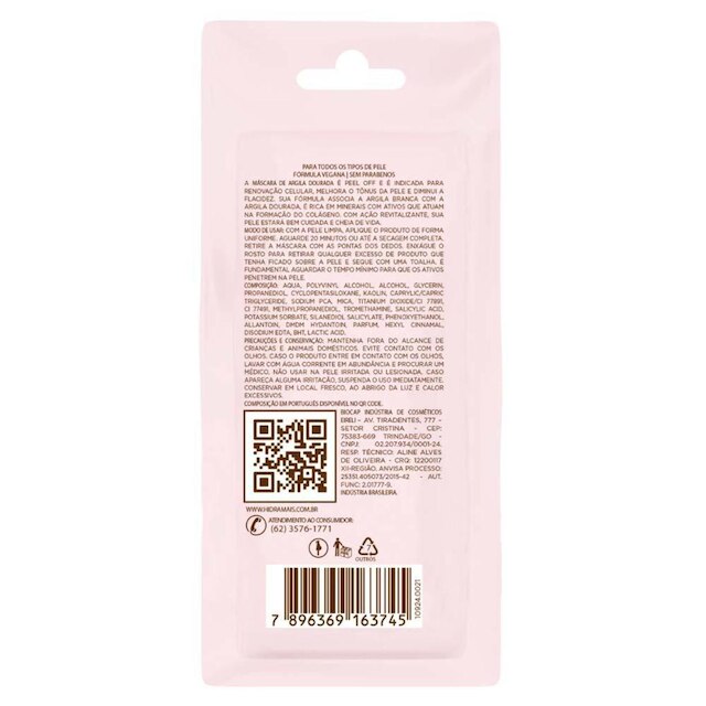 Máscara Facial Hidramais Peel Off Argila Dourada 8g