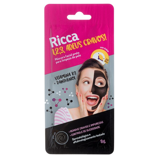 Máscara Facial Preta Para Limpeza da Pele Ricca