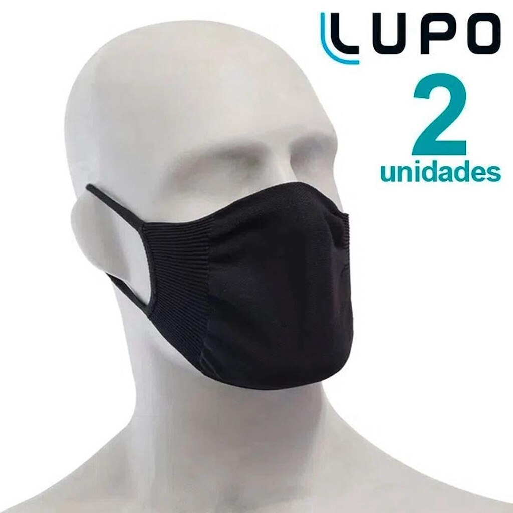 Máscara Lupo Kit 2 Unidades Preta - 36004U
