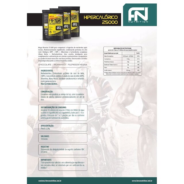 MEGA MONSTER HIPER CALÓRICO 25000 FORCE NUTRITION 3,2KG