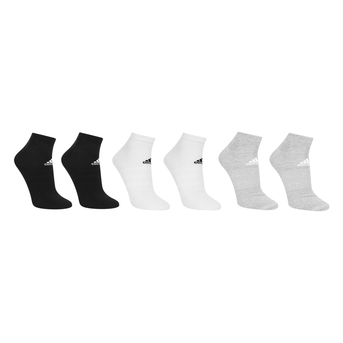 Meia Adidas Cano Baixo C/ 6 Pares - Cinza Menor preço em Meia Adidas Cano Baixo C/ 6 Pares - Cinza
