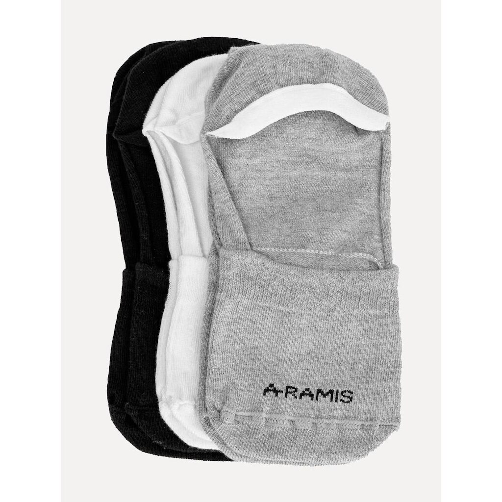 Meia Aramis Masculina Invisível Preta Mescla Branca Kit 3 Pares