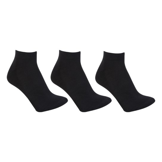 Meia Asics Cano Baixo Basic Stretch Pacote c/ 3 Pares - Preto