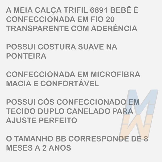 Meia Calça Bebê Fio 20 Transparente Poliamida Trifil