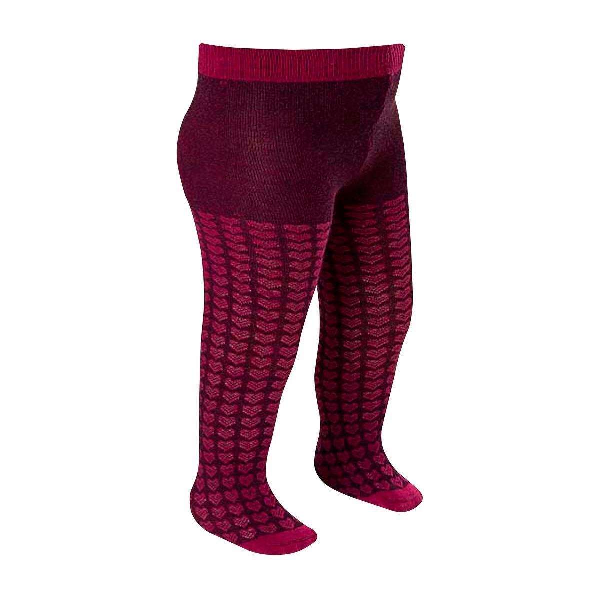 Meia Calça Bebê Menina Algodão Estampa Coração Confortável - Bordô Menor preço em Meia Calça Bebê Menina Algodão Estampa Coração Confortável - Bordô