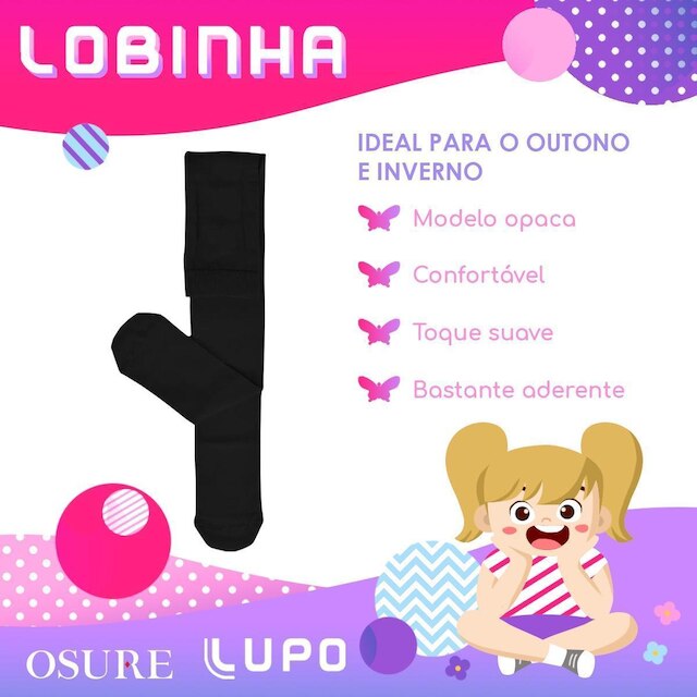 Meia Calça Infantil Lupo Original Menina Fio 80 Lobinha Inverno Frio Térmica Opaca Grossa 2526