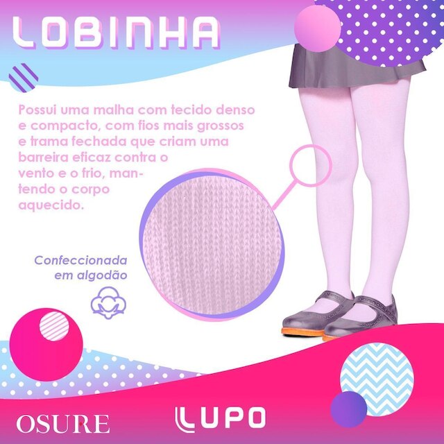 Meia Calça Infantil Lupo Original Menina Fio 80 Lobinha Inverno Frio Térmica Opaca Grossa 2526