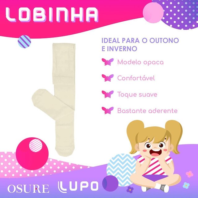 Meia Calça Infantil Lupo Original Menina Fio 80 Lobinha Inverno Frio Térmica Opaca Grossa 2526