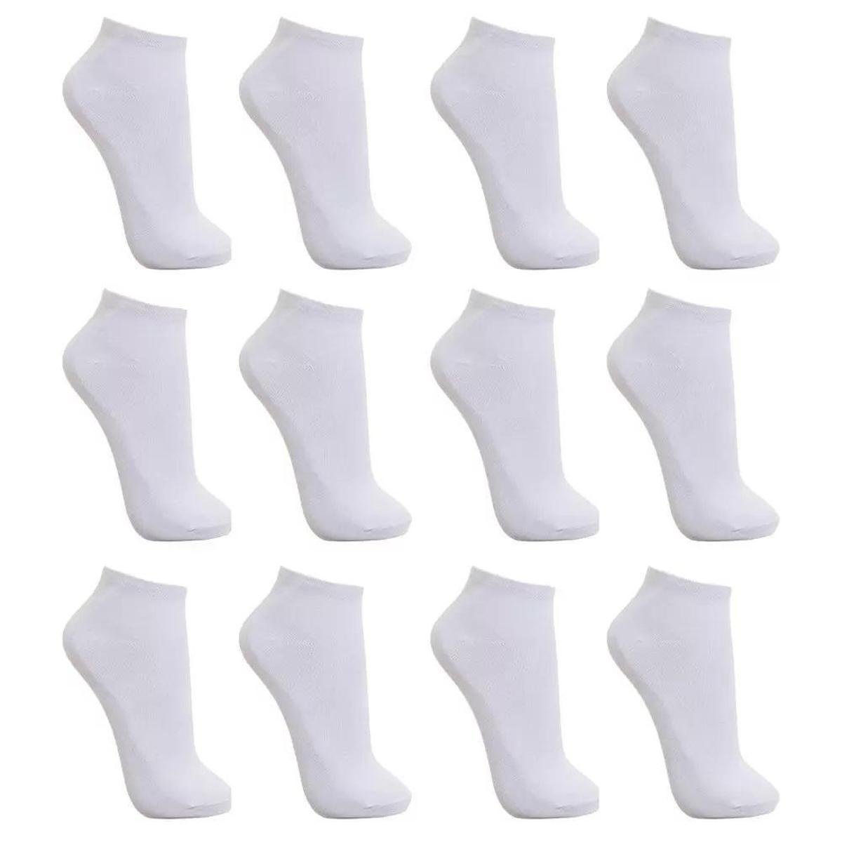 Meia Cano Baixo Masculino Branca Algodão Kit 12 Pares de Meias Menor preço em Meia Cano Baixo Masculino Branca Algodão Kit 12 Pares de Meias