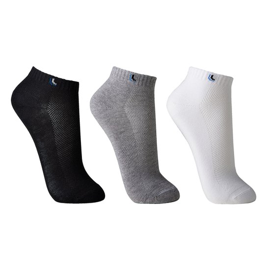Meia Cano Curto Lupo Pacote c/ 3 Pares - Branco+Preto