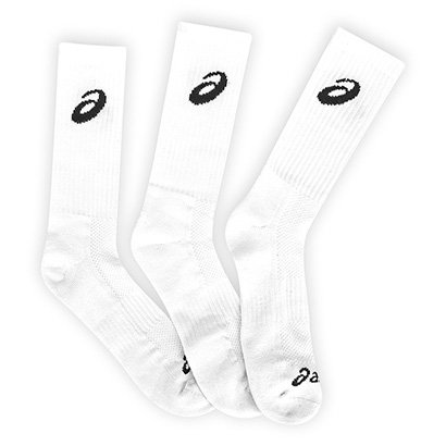Meia Cano Médio Asics Tennis Crew C/ 3 Pares - Branco+Preto | Zattini