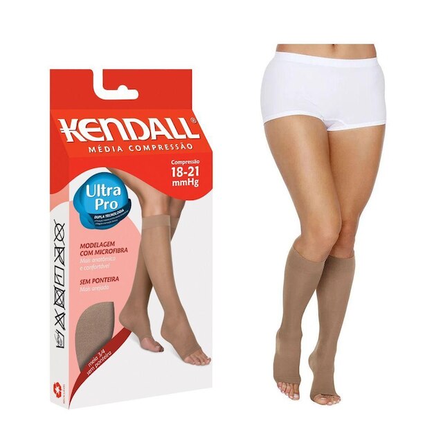 Meia de Compressão Kendall 3/4 15-20mmHg sem ponteira 1871 Café - GG