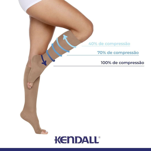 Meia de Compressão Kendall 3/4 15-20mmHg sem ponteira 1871 Café - GG