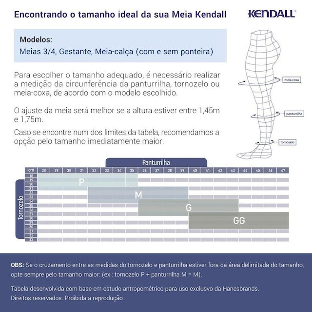 Meia de Compressão Kendall 3/4 15-20mmHg sem ponteira 1871 Café - GG