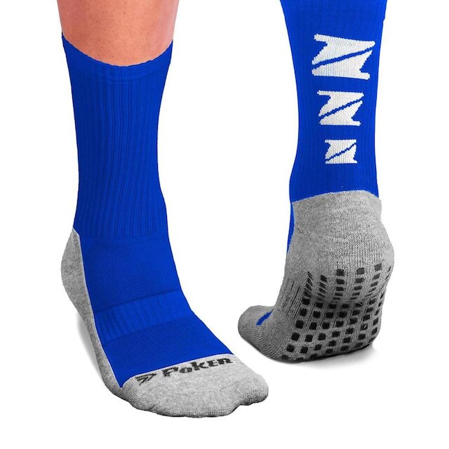 Meia Esportiva Poker Antiderrapante Branco/cinza