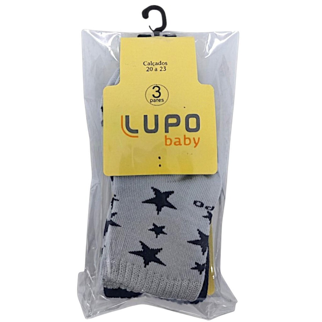 Meia Infantil Kit 3 Pares Casual Dia a Dia Conforto Lupo 02000-789