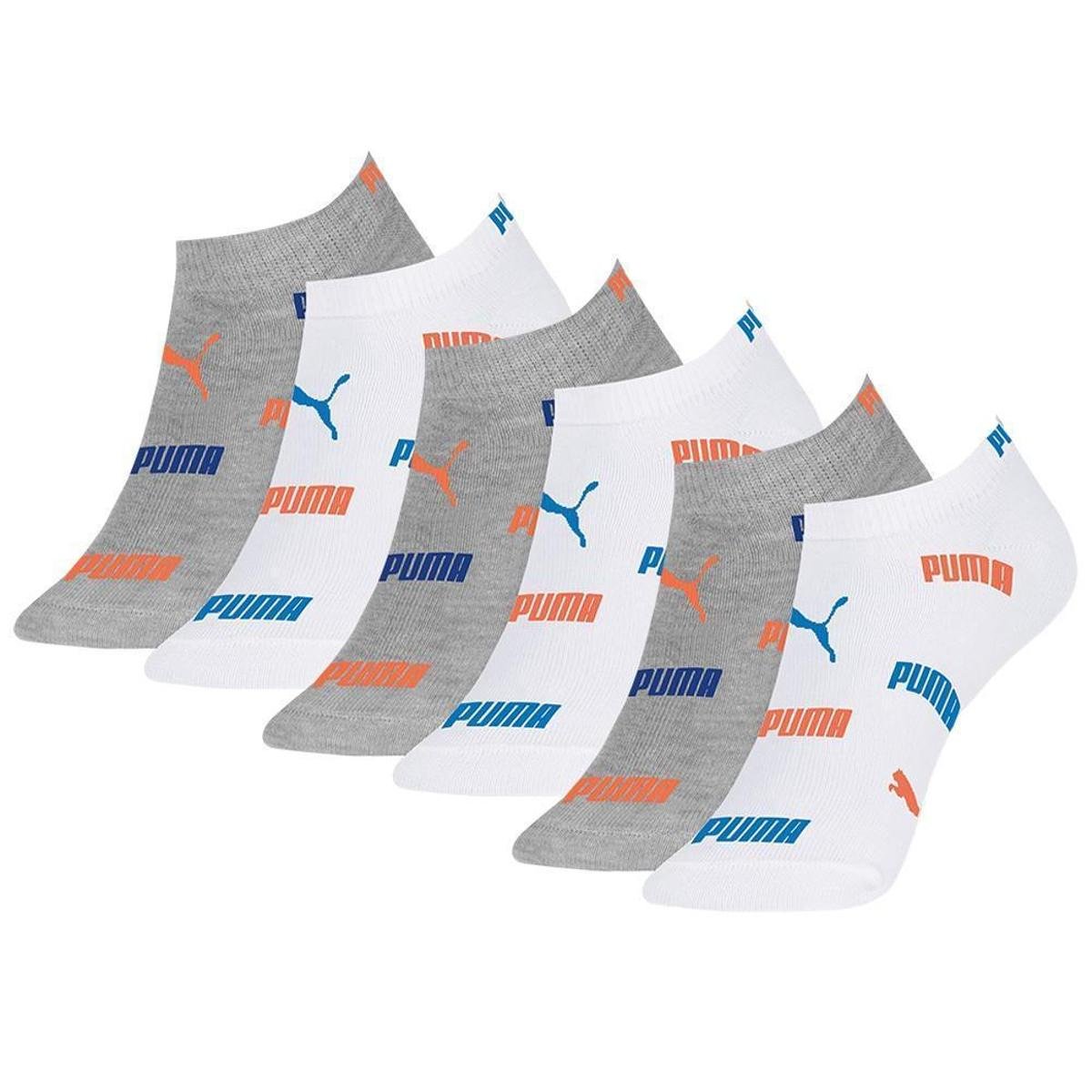Meia Infantil Puma Sapatilha Kit c/ 6 Pares - Branco+Cinza Menor preço em Meia Infantil Puma Sapatilha Kit c/ 6 Pares - Branco+Cinza