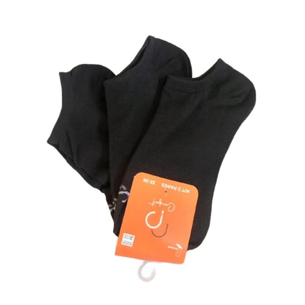 Meia Kit 3 Pares Unissex Cano Invisível Basic Confort 004RPWI