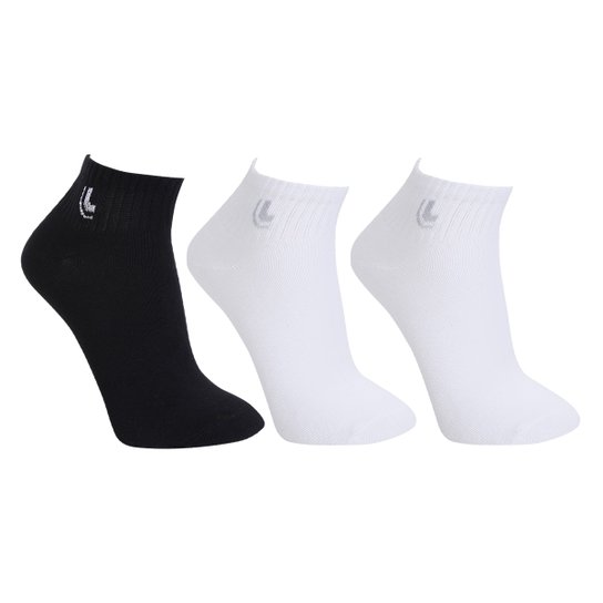 Meia Lupo Sport Lupo K3 Cano Médio c/ 3 pares - Preto+Branco