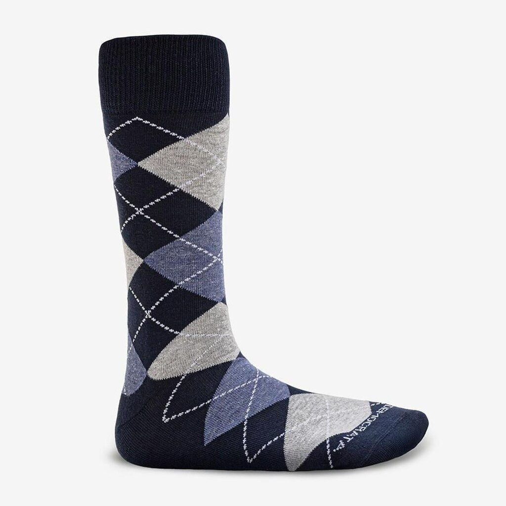 Meia Masculina Cano Alto Algodão Poliamida Xadrez Azul Marinho 33/38