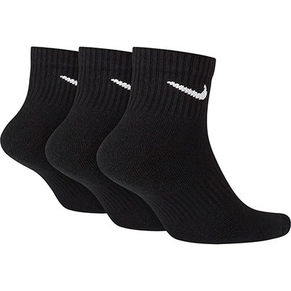 Meia Nike Cano Médio Everyday Cushion Pacote C/ 3 Pares - Preto+Branco |  Zattini