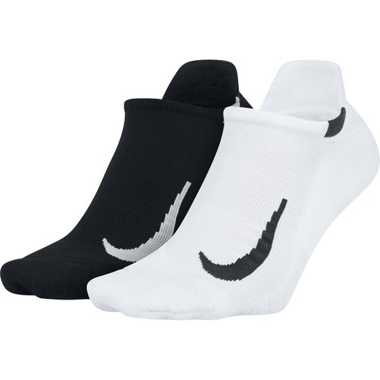 Meia Nike Sem Cano Multiplier Pacote C/ 2 Pares - Branco+Preto