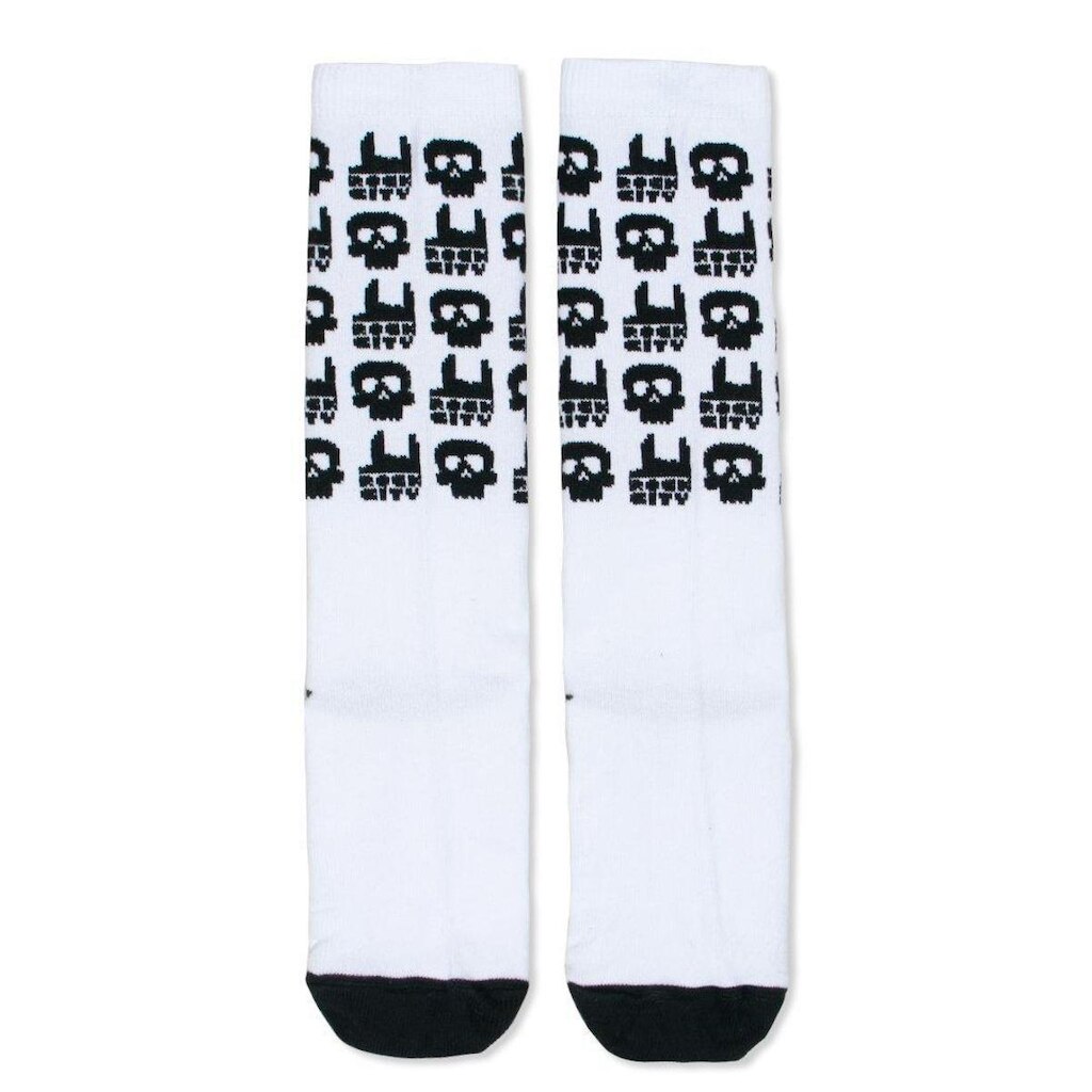 Meia Rock City Skull Juvenil Branco/Preto