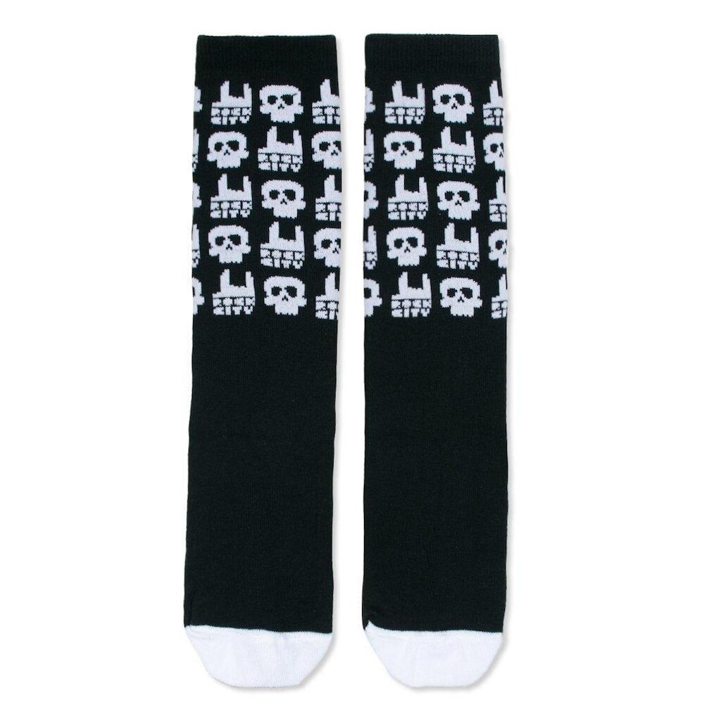 Meia Rock City Skull Juvenil Preto/Branco