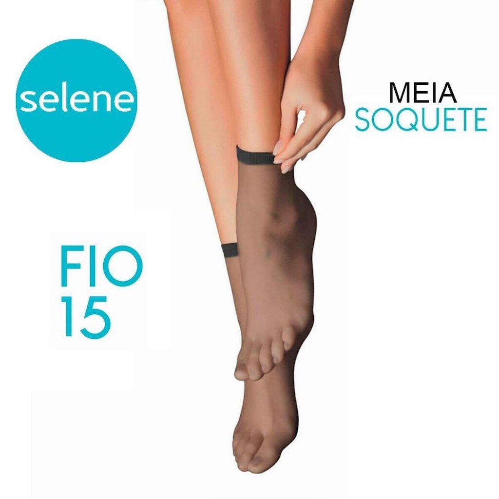 Meia Soquete Feminina Fio 15 Preta