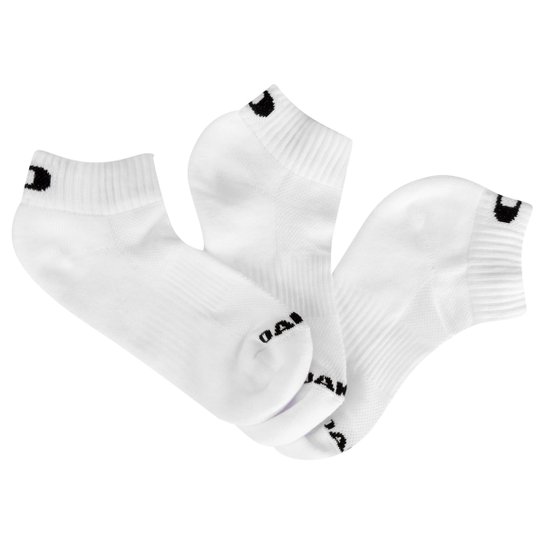 Meia Soquete Oakley Mod Low Quarter 3 Pares - Branco+Preto