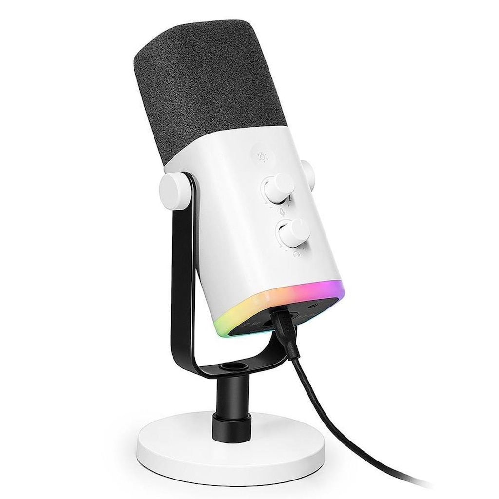 Microfone Dinâmico Gamer Fifine Ampligame, RGB, Cardióide, USB-C, Anti-Ruído, Para Streaming, - AM8W