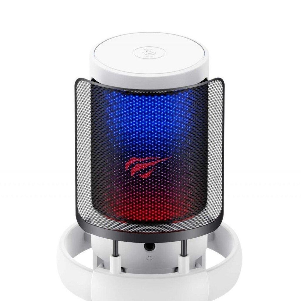 Microfone Gamer Havit GK50, RGB, Cardioide, Conexão USB-C, Branco - GK50 White