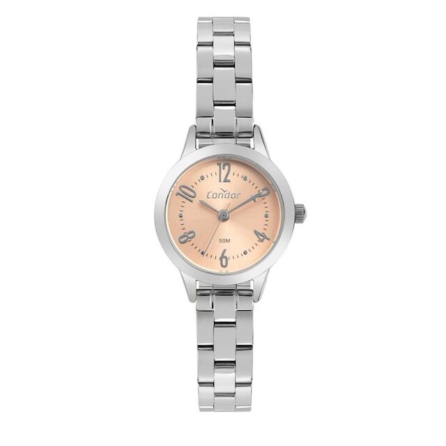 Mini Relógio Feminino Condor Prateado Rosé Pequeno Analógico