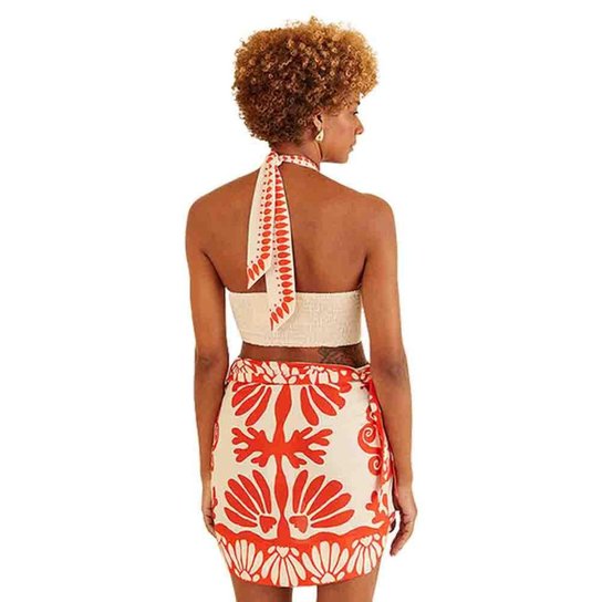 Mini Saia Farm Pareô Estampada Praia Ilhéus Zattini