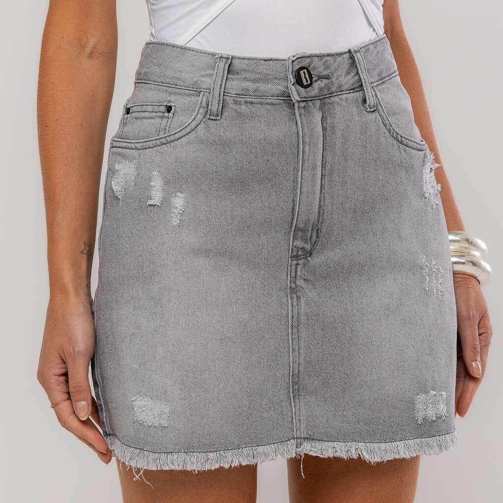 Mini Saia Jeans Casual Tendência Estação Moda Verão