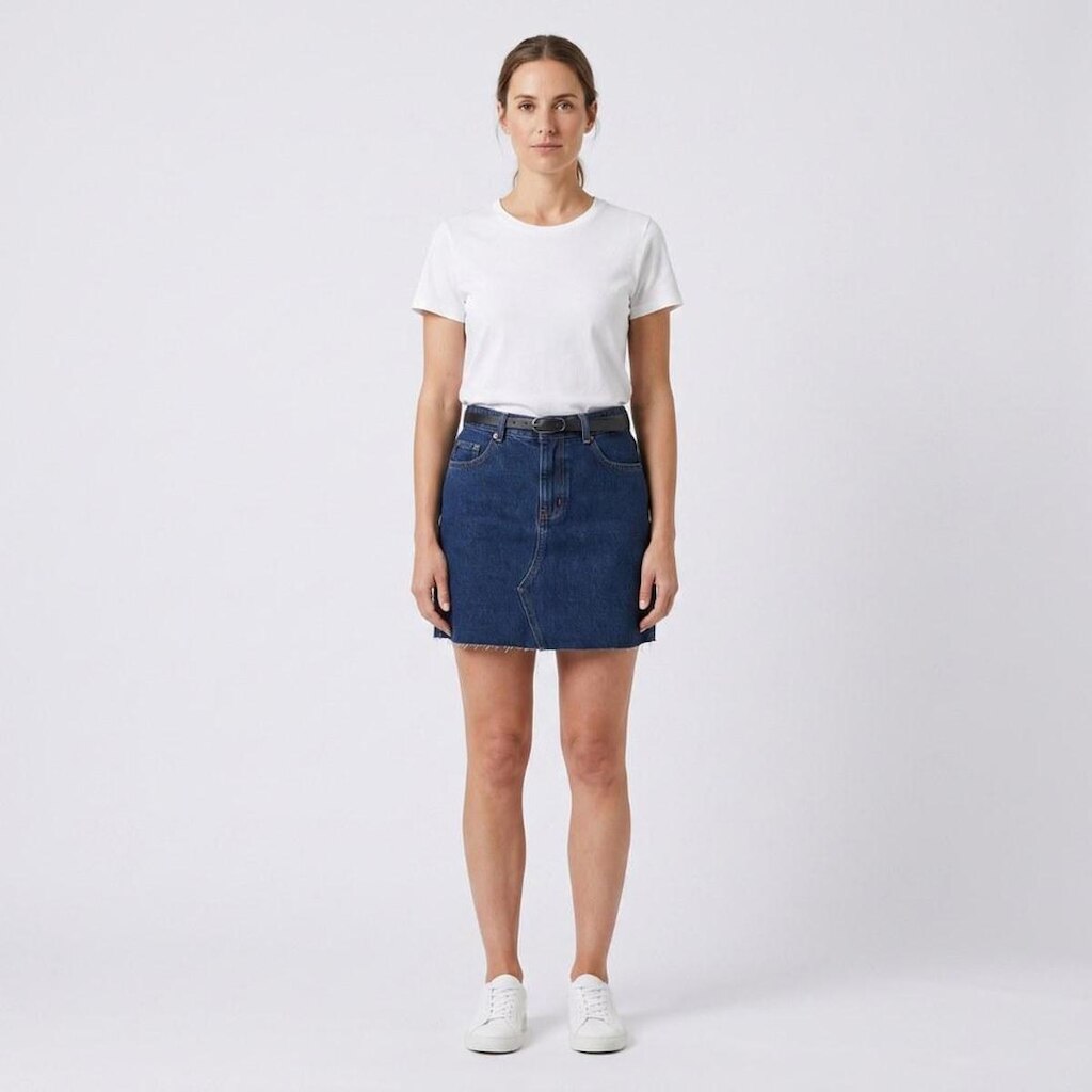 Mini Saia Jeans Feminina Com Cinto Kult