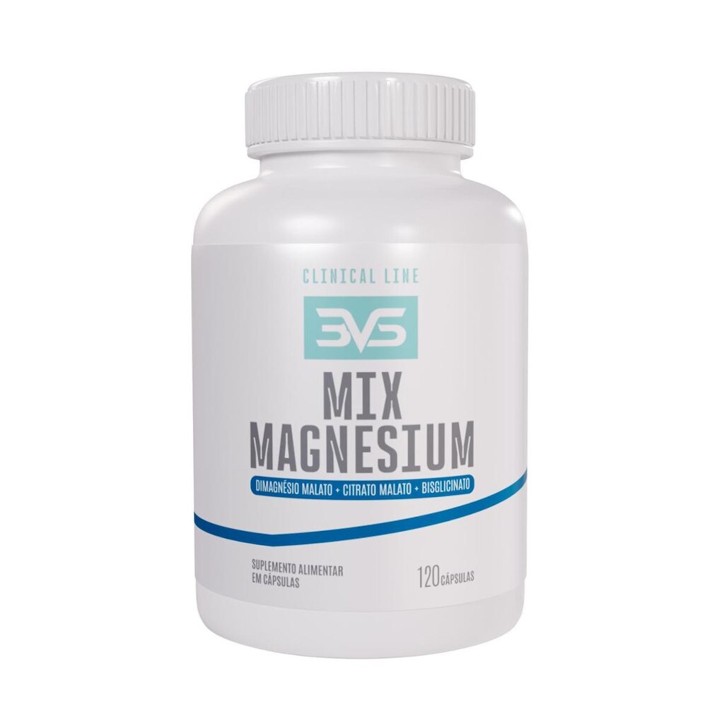 Mix Magnesium Com Magnésio Dimalato Magnésio Bisglicinato Magnésio Citrato 120 Cáps 3VS NUTRITIO