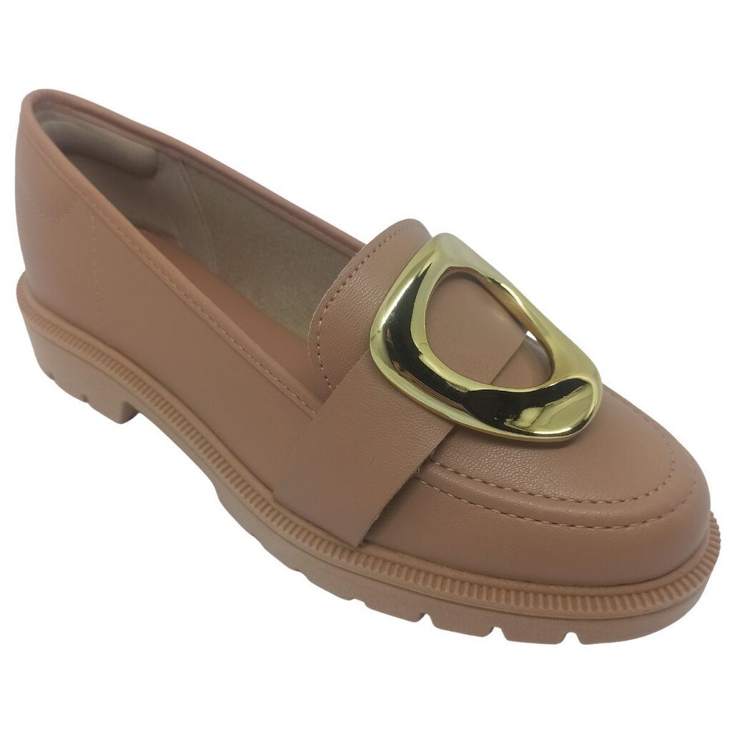 Mocassim Beira Rio Feminino Napa Turim com Enfeite Dourado