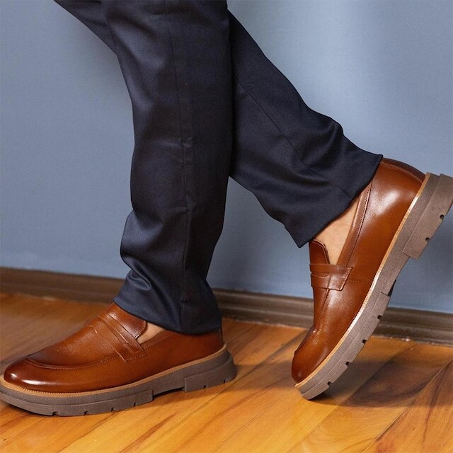 Mocassim Brook Eleva Couro Sola Tratorada Robusta Masculino