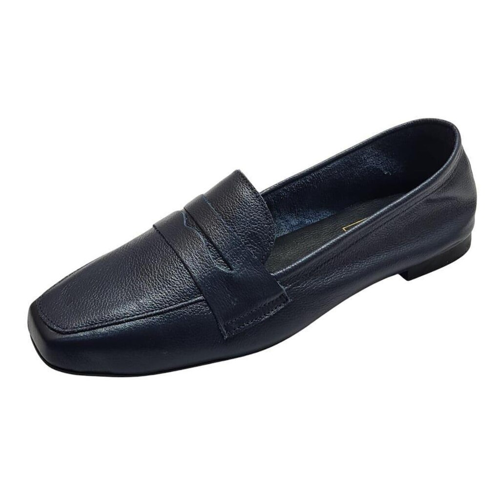 Mocassim Bsc Couro Azul Marinho