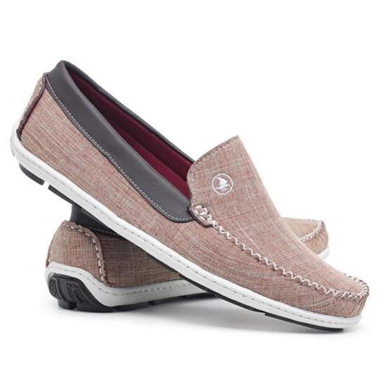 Mocassim Casual Masculino Jeans Conforto Macio Dia a Dia - Marrom Claro