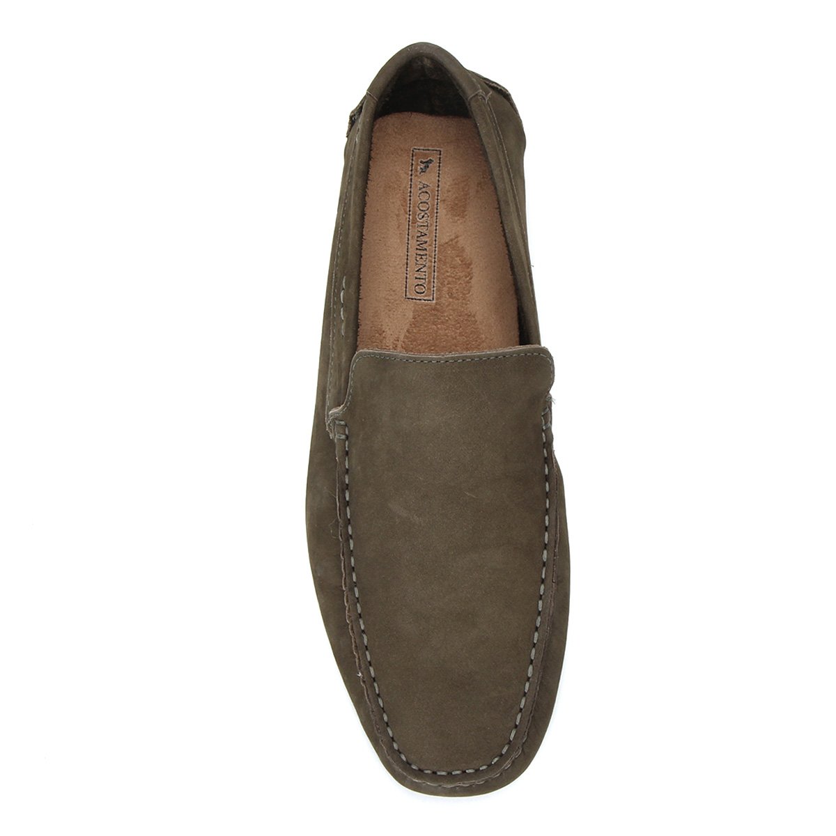 Mocassim Couro Acostamento Nobuck Masculino - Verde Militar | Zattini