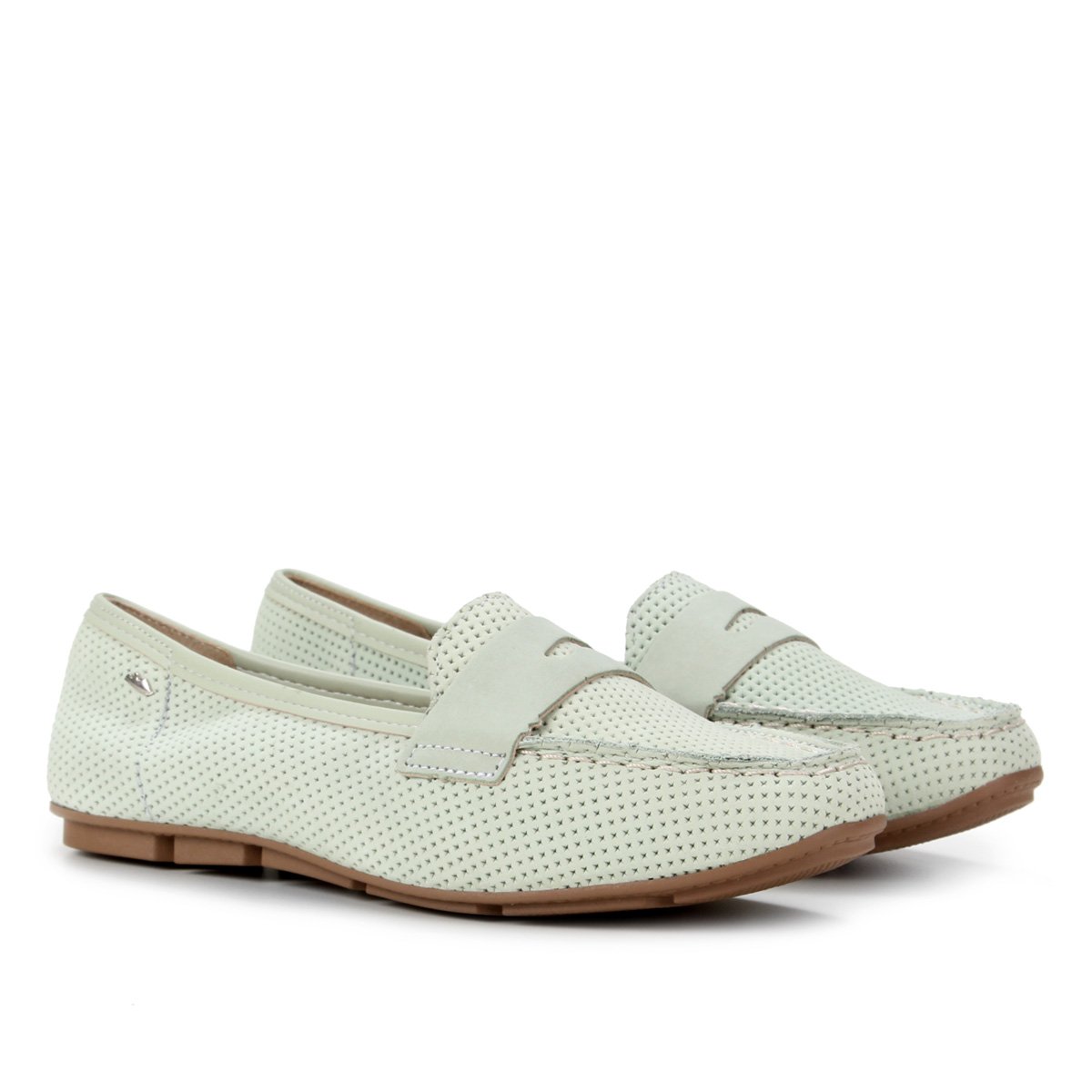Mocassim Couro Dakota Perfuros Feminino - Verde claro Menor preço em Mocassim Couro Dakota Perfuros Feminino - Verde claro