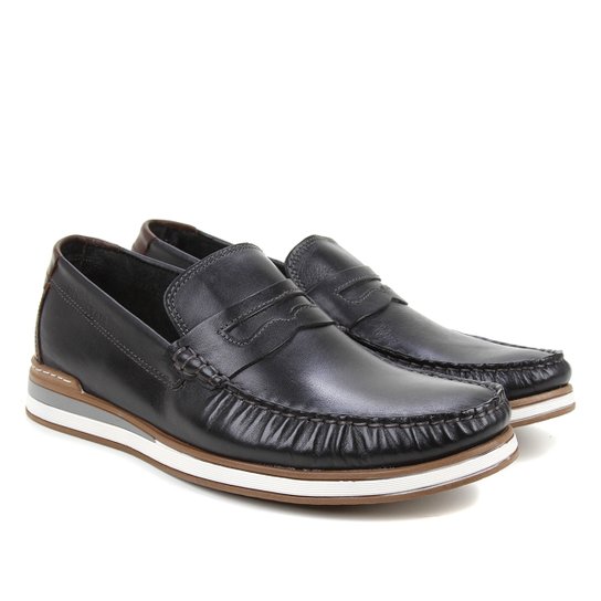 Mocassim Couro Democrata Flow Masculino - Preto