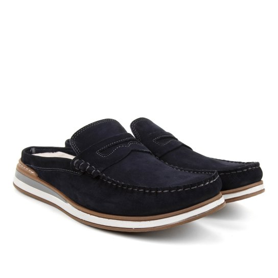 Mocassim Couro Democrata Flow Masculino - Marinho