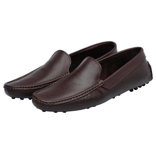 Mocassim Couro Frente Lisa MAH Allan Cores Masculino - Café