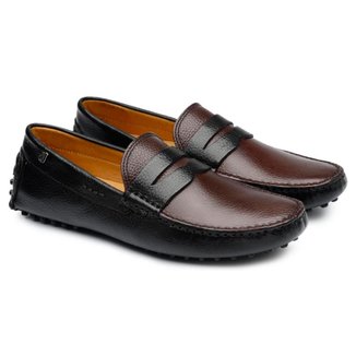 Mocassim Couro Jacometti Solado Drive Antiderrapante Estilo Masculino