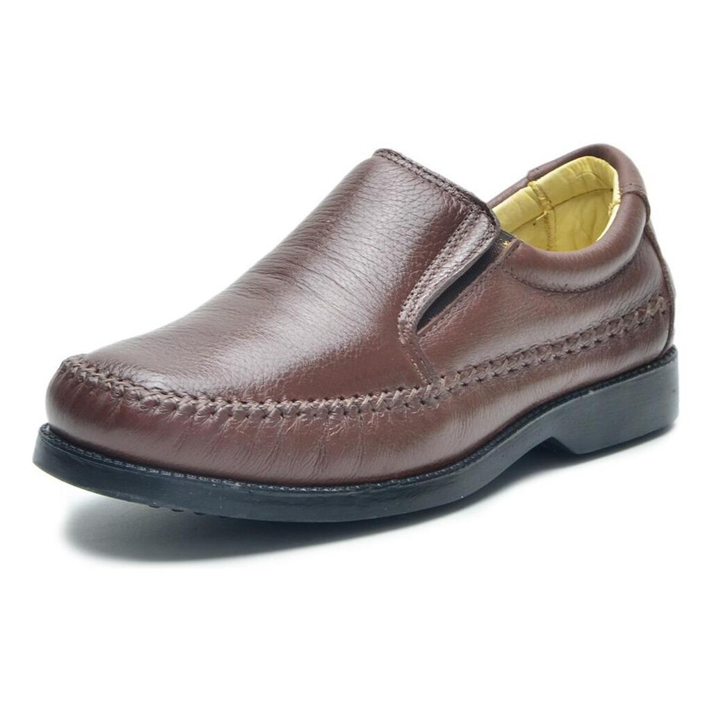 Mocassim Couro Masculino Conforto com Elástico Lateral Casual